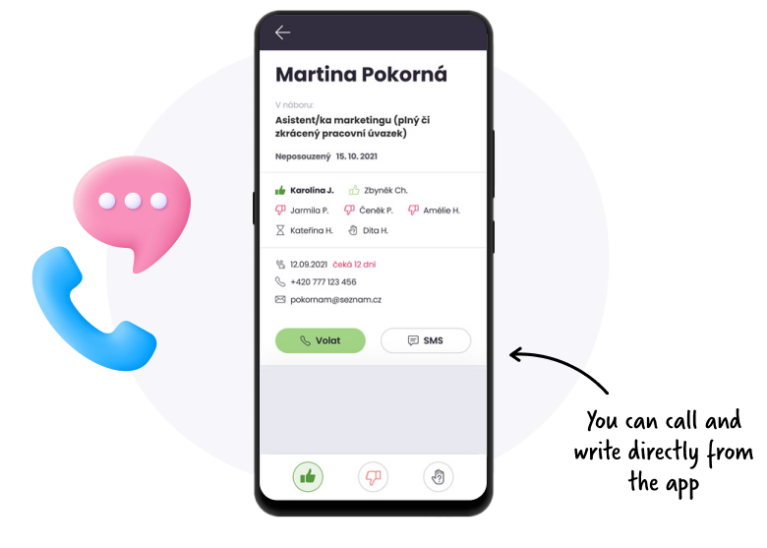 Calls and text messages directly from Teamio